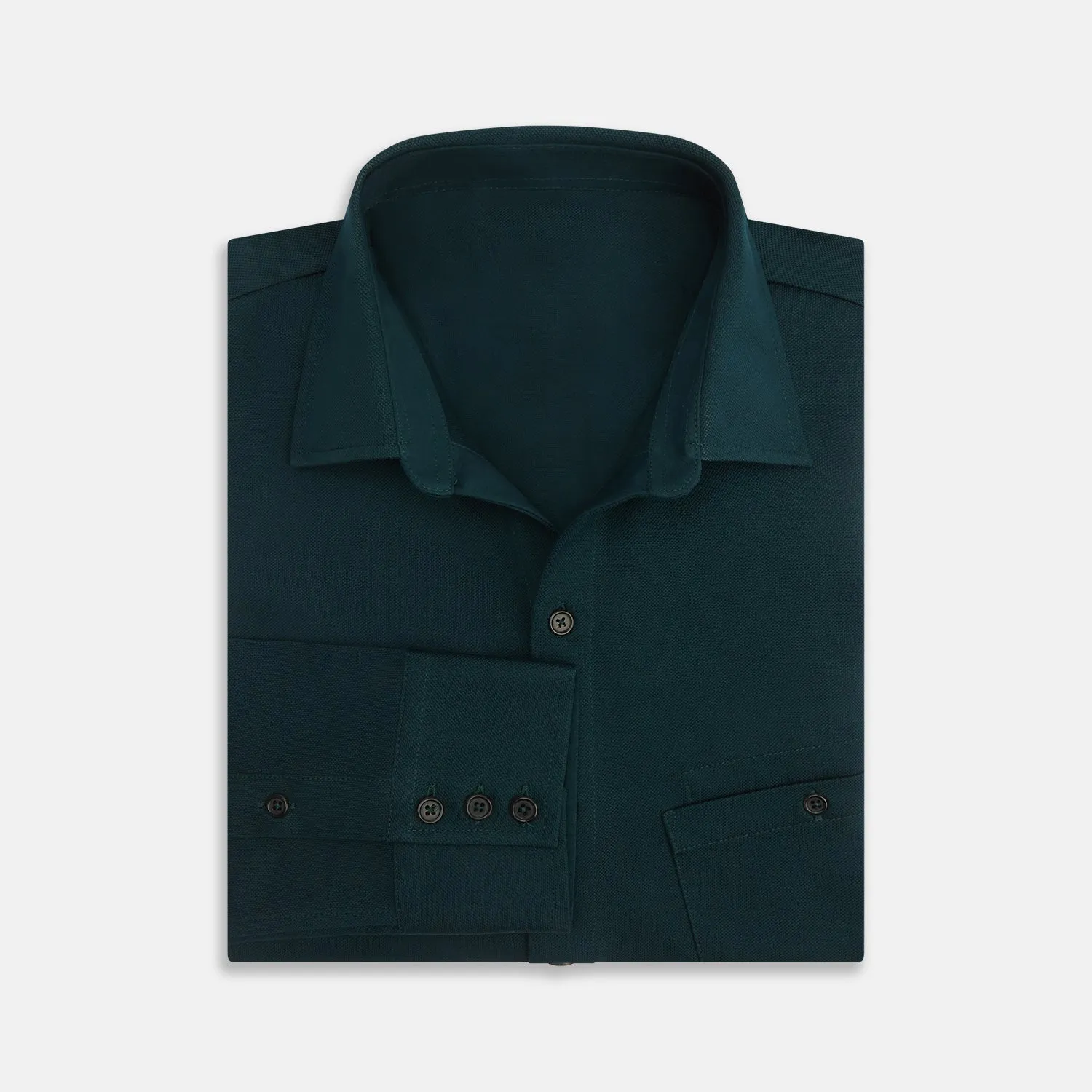 Dark Green Cotton Polo Shirt sold by Turnbull & Asser product image thumbnail 4