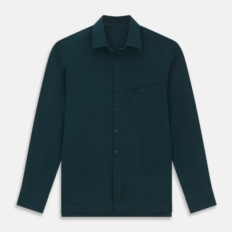 Dark Green Cotton Polo Shirt sold by Turnbull & Asser