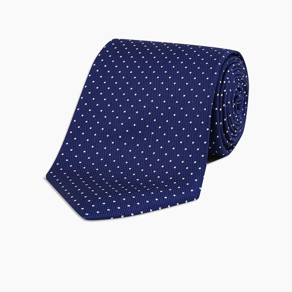 Blue and White Small Spot Printed Silk Tie sold by Turnbull & Asser product image thumbnail 5