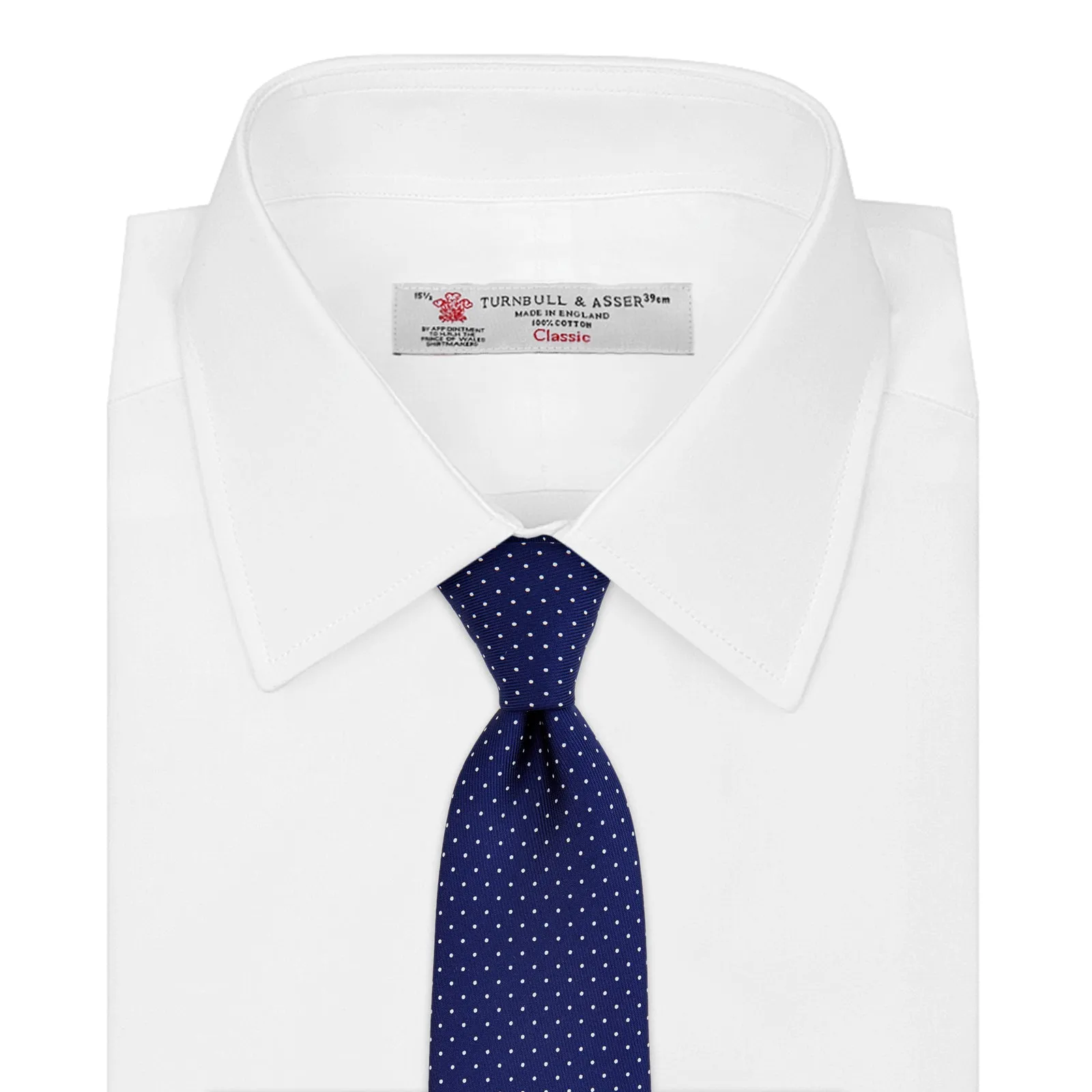Blue and White Small Spot Printed Silk Tie sold by Turnbull & Asser product image thumbnail 2