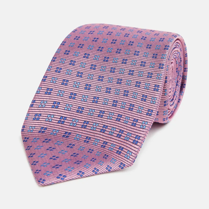 Blue and Pink Multi Dot Silk Tie sold by Turnbull & Asser