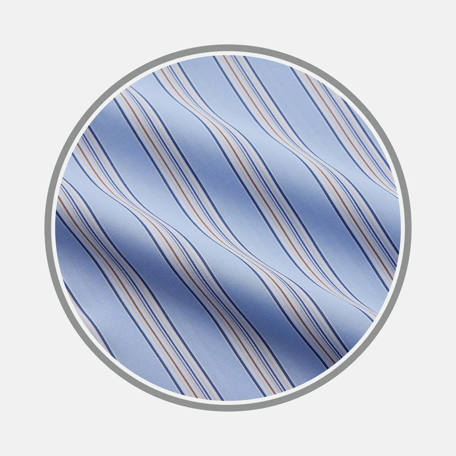 Pale Blue Multi-stripe Cotton Fabric sold by Turnbull & Asser