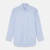 Pale Blue Multi-stripe Cotton Fabric sold by Turnbull & Asser