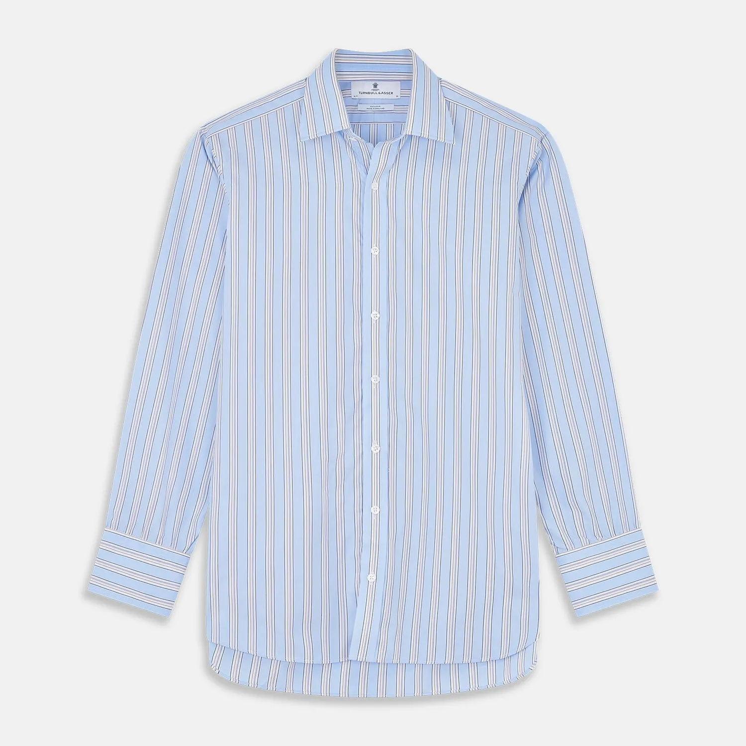 Pale Blue Multi-stripe Cotton Fabric sold by Turnbull & Asser product image thumbnail 2