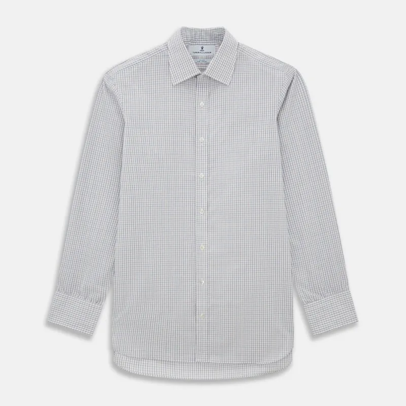 Sky Blue Multi Graph Check Shirt sold by Turnbull & Asser