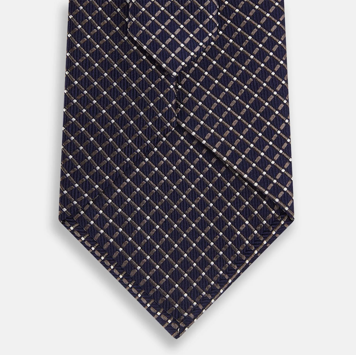 Silver and Navy Diamond Silk Tie sold by Turnbull & Asser product image thumbnail 3