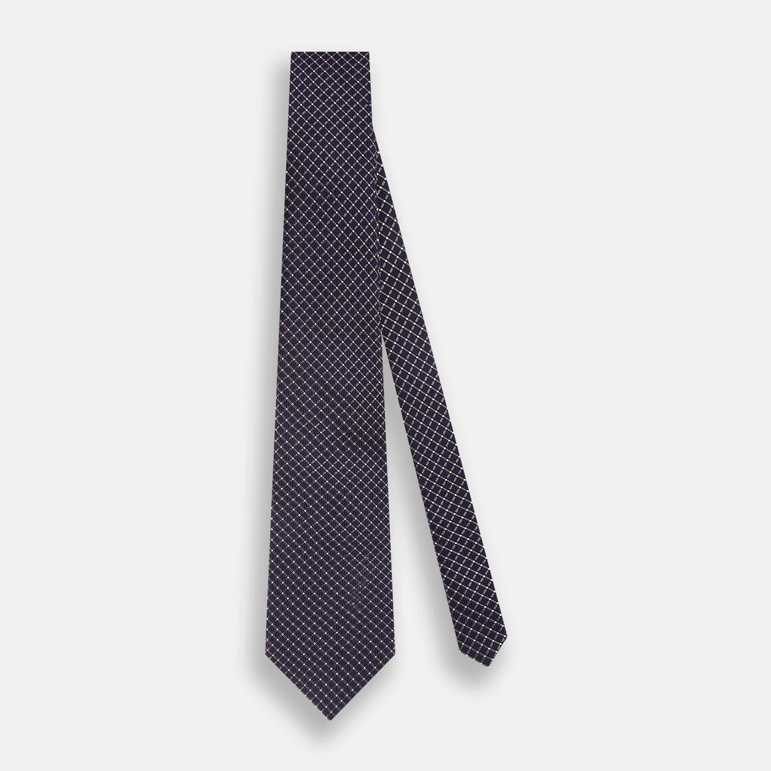 Silver and Navy Diamond Silk Tie sold by Turnbull & Asser product image thumbnail 2