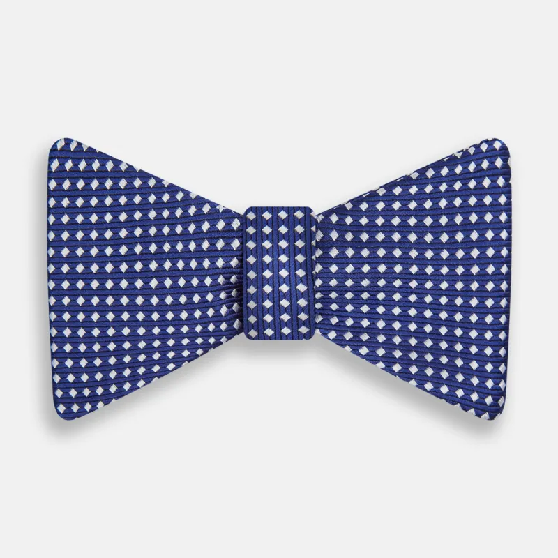 Blue and White Diamond Silk Bow Tie sold by Turnbull & Asser
