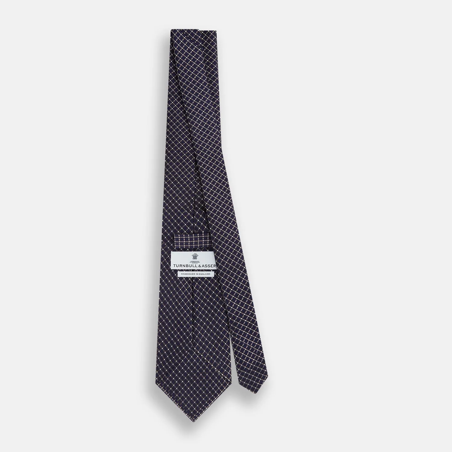 Silver and Navy Diamond Silk Tie sold by Turnbull & Asser product image thumbnail 4