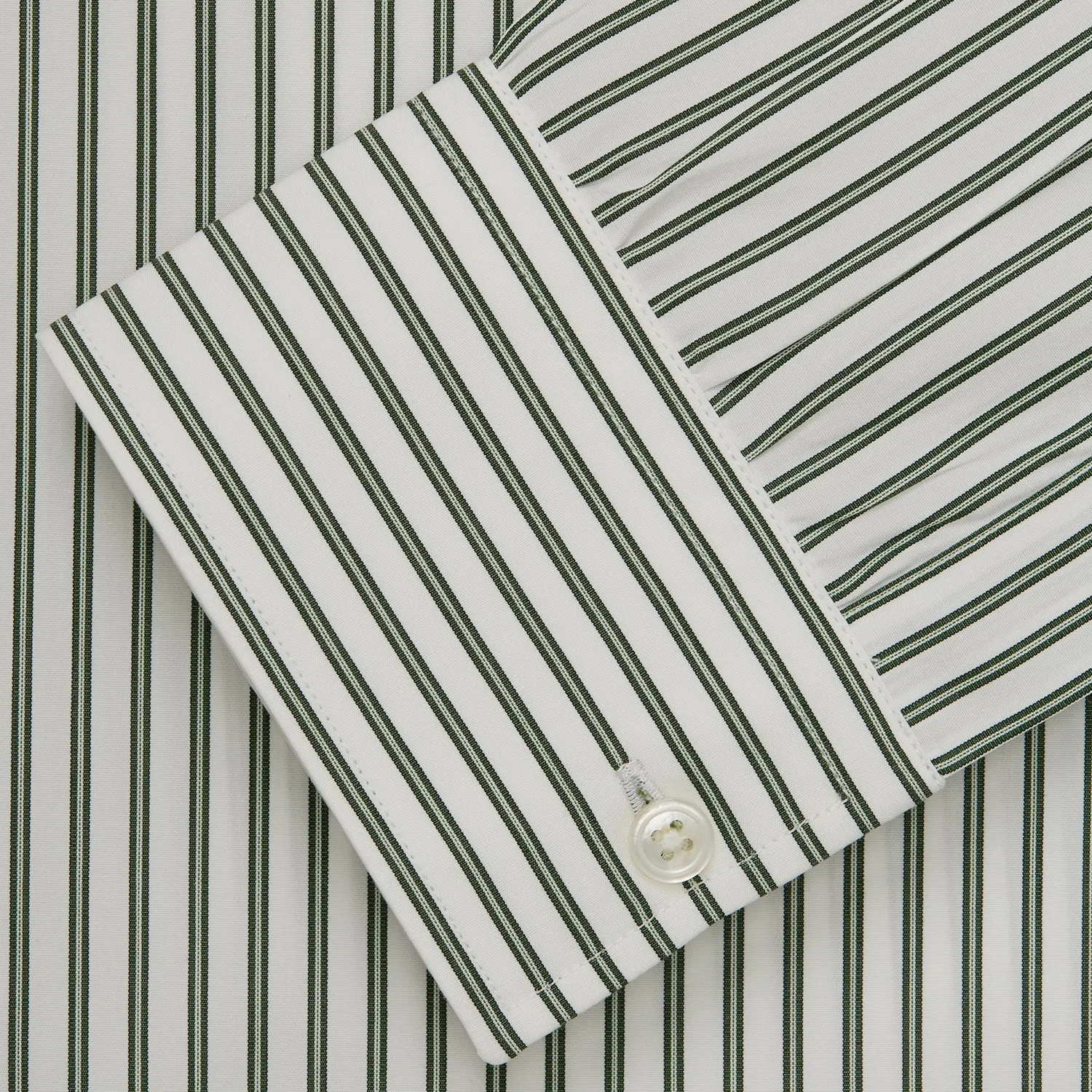 Green Stripe Weekend Fit Shirt with Derby Collar and 1-Button Cuffs sold by Turnbull & Asser product image thumbnail 5