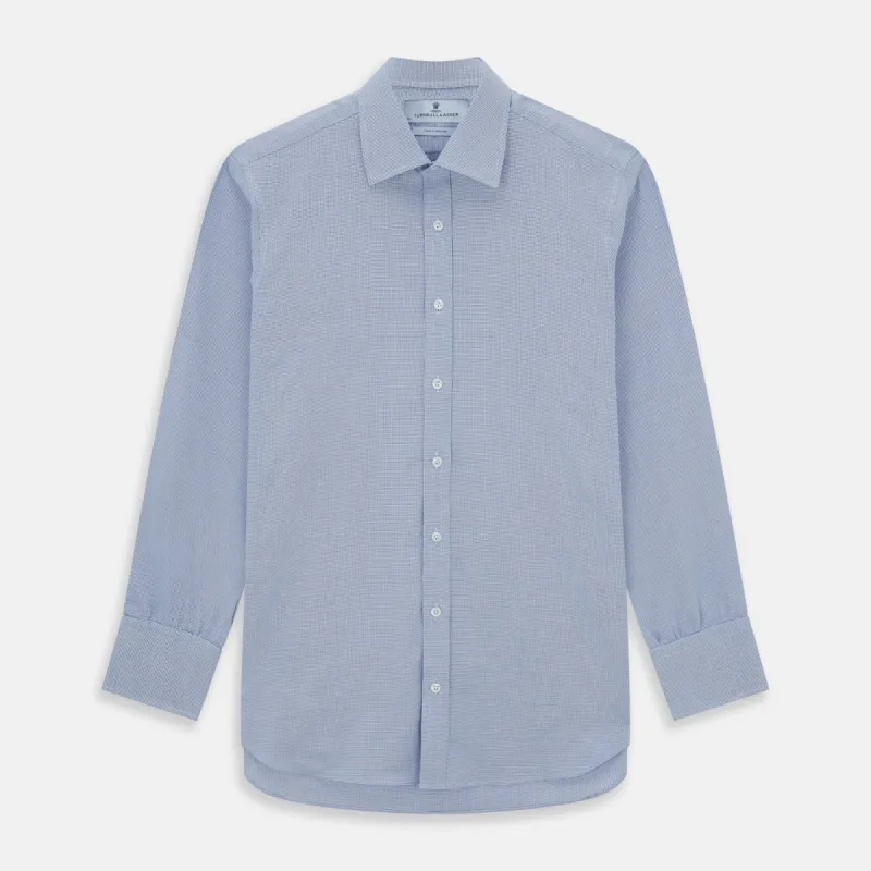 NAVY MULTI-CHECK COTTON REGULAR FIT SHIRT sold by Turnbull & Asser
