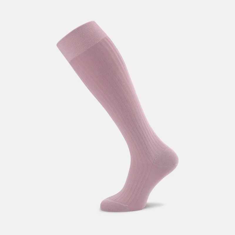 Dusky Pink Long Cotton Socks sold by Turnbull & Asser