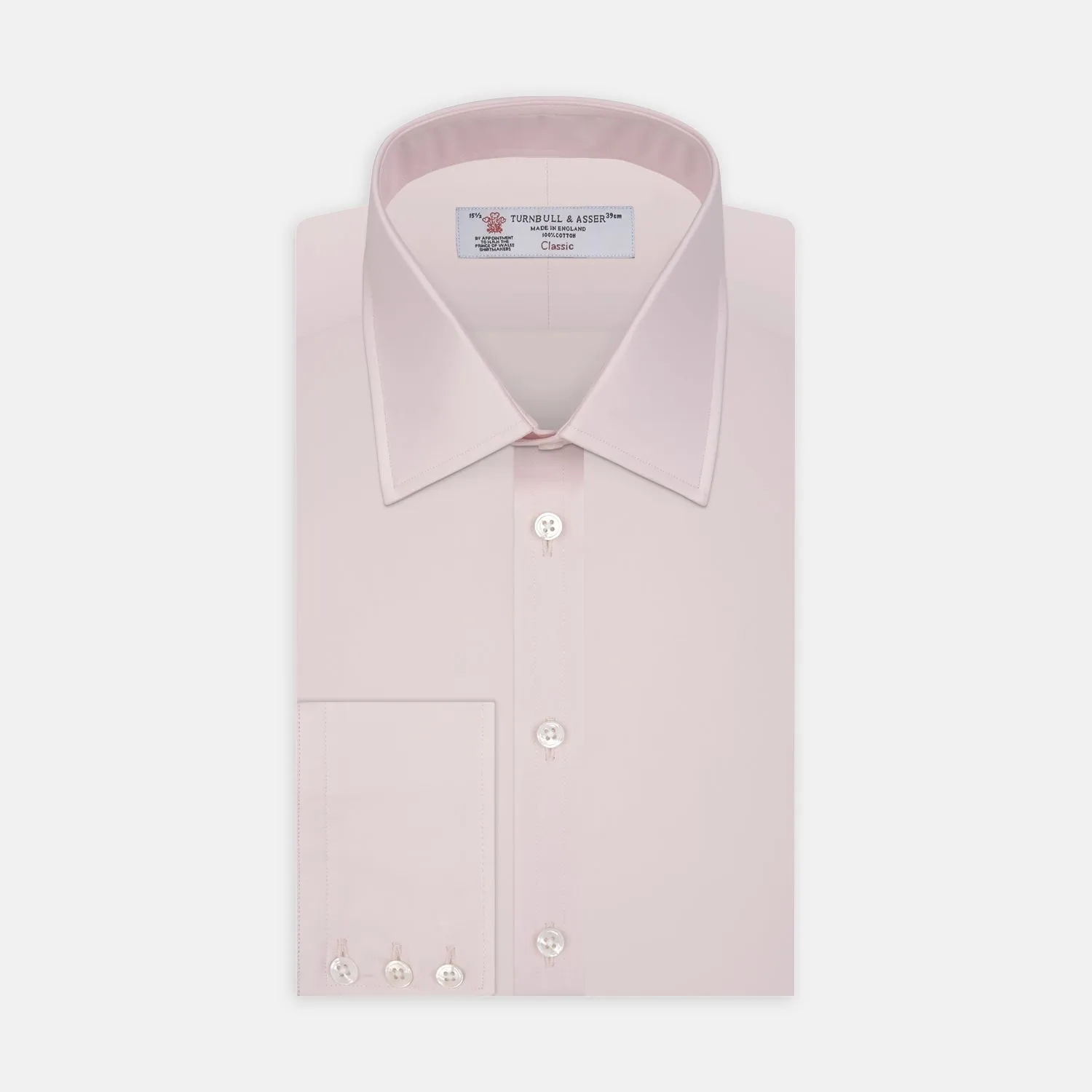 Pink Cotton Shirt with T&A Collar and 3-Button Cuffs sold by Turnbull & Asser