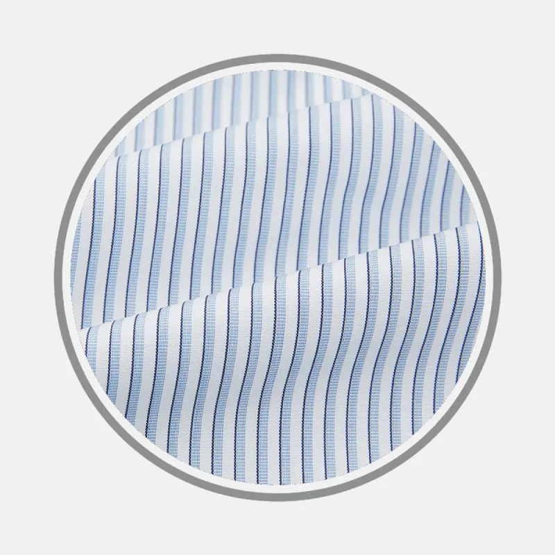 SKY BLUE SHADOW PINSTRIPE FABRIC sold by Turnbull & Asser