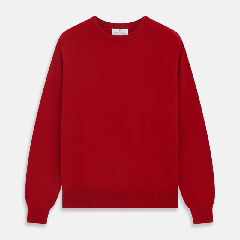Deep Red Crew Neck Cashmere Jumper sold by Turnbull & Asser