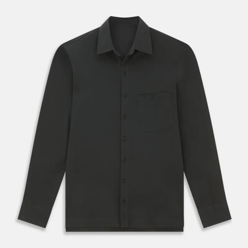 Moss Green Pique Shirt sold by Turnbull & Asser