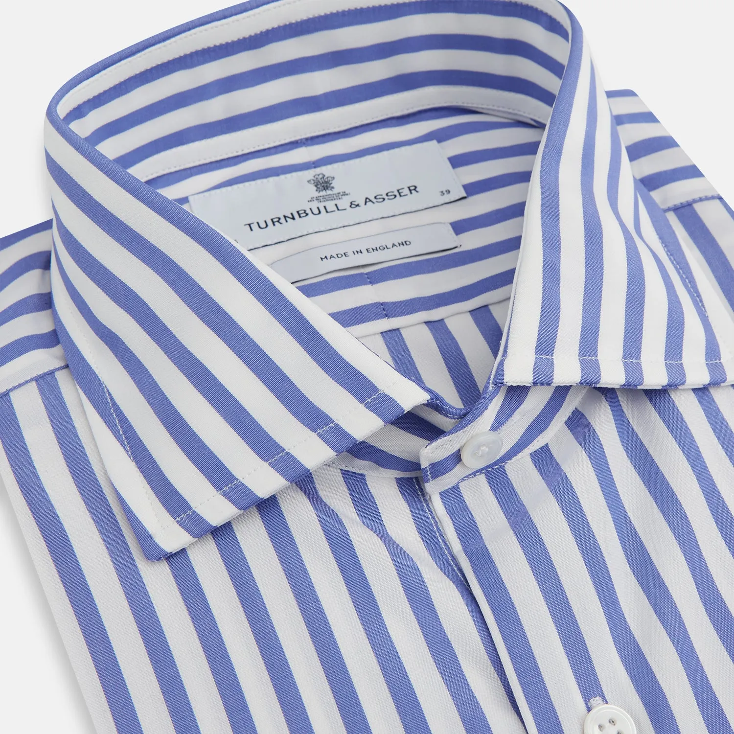 Tailored Fit Blue and White Candy Stripe Shirt with Kent Collar and 3-Button Cuffs sold by Turnbull & Asser product image thumbnail 2