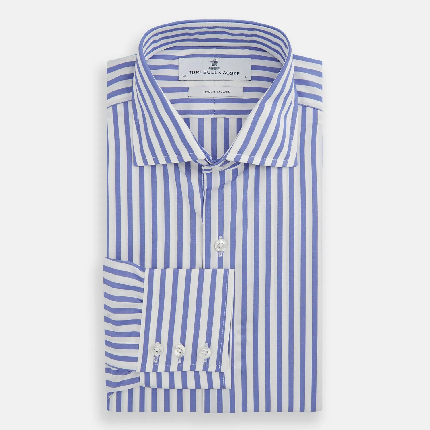 Tailored Fit Blue and White Candy Stripe Shirt with Kent Collar and 3-Button Cuffs sold by Turnbull & Asser product image thumbnail 4