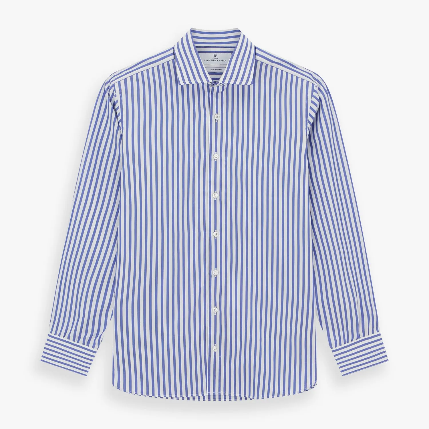 Tailored Fit Blue and White Candy Stripe Shirt with Kent Collar and 3-Button Cuffs sold by Turnbull & Asser