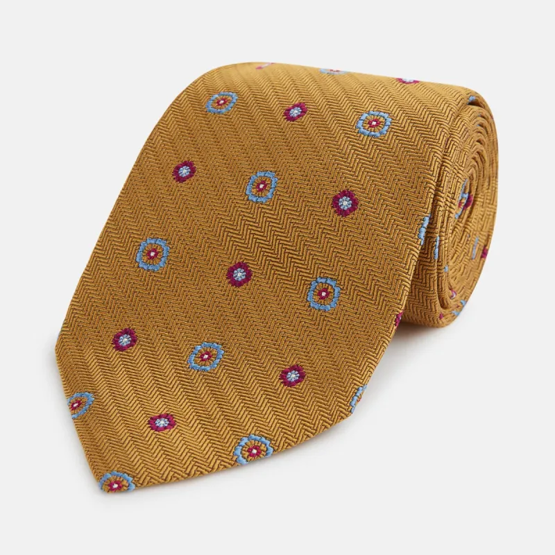 Gold Motif Silk Tie sold by Turnbull & Asser