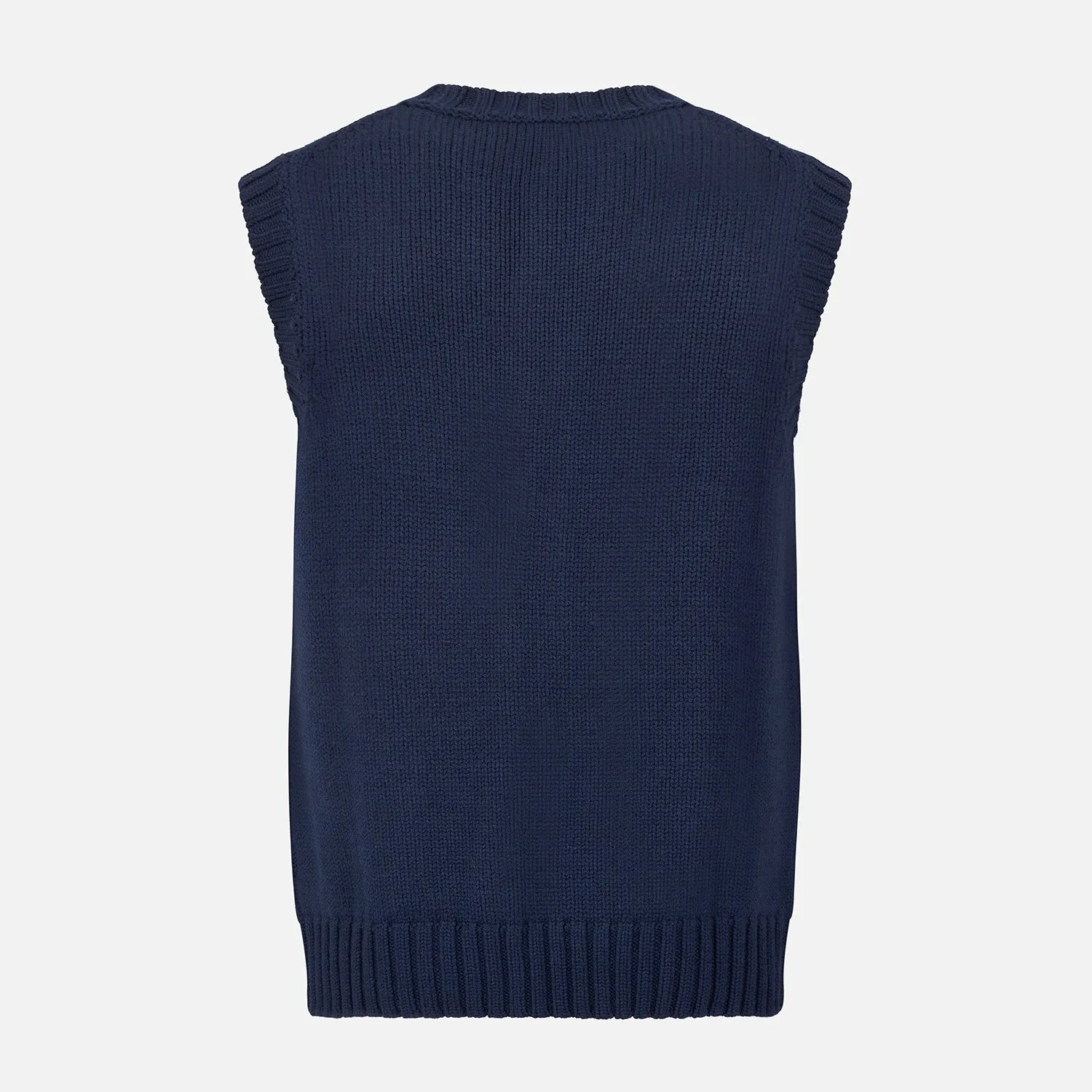NAVY MERINO V-NECK SLEEVELESS CARDIGAN sold by Turnbull & Asser product image thumbnail 3