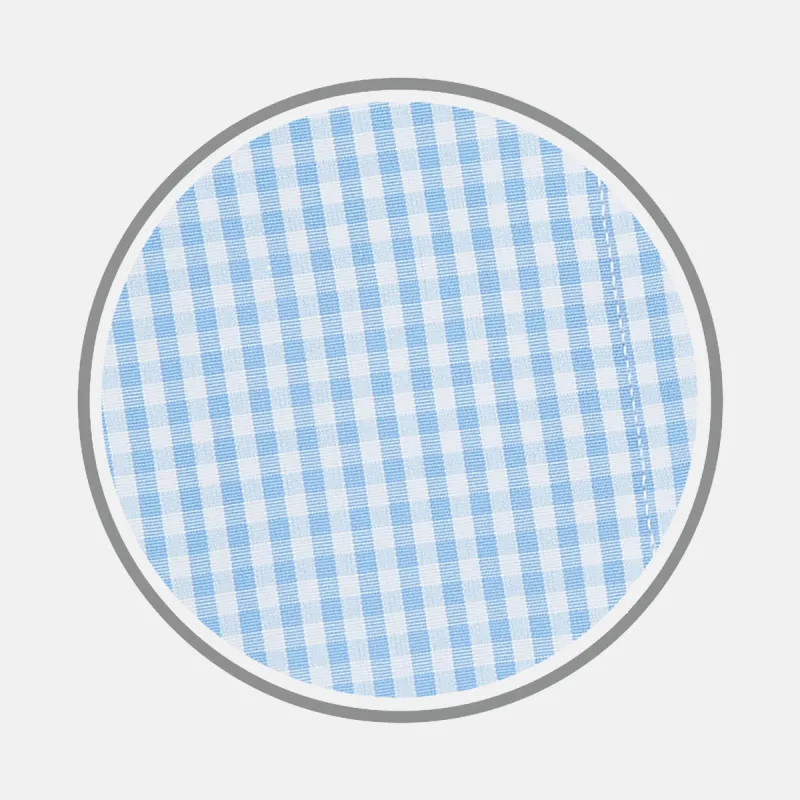 Light Blue Gingham Check Cotton Fabric sold by Turnbull & Asser