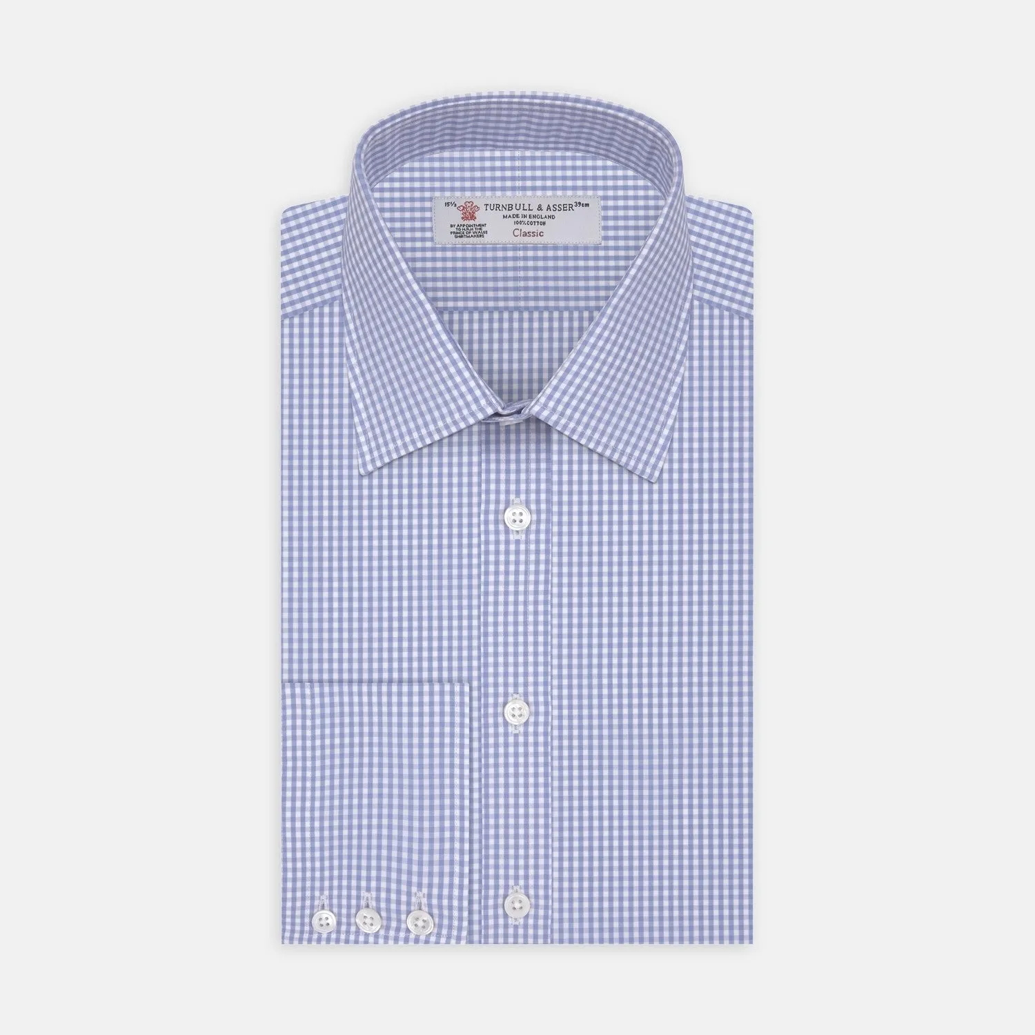 Light Blue Gingham Check Cotton Fabric sold by Turnbull & Asser product image thumbnail 2