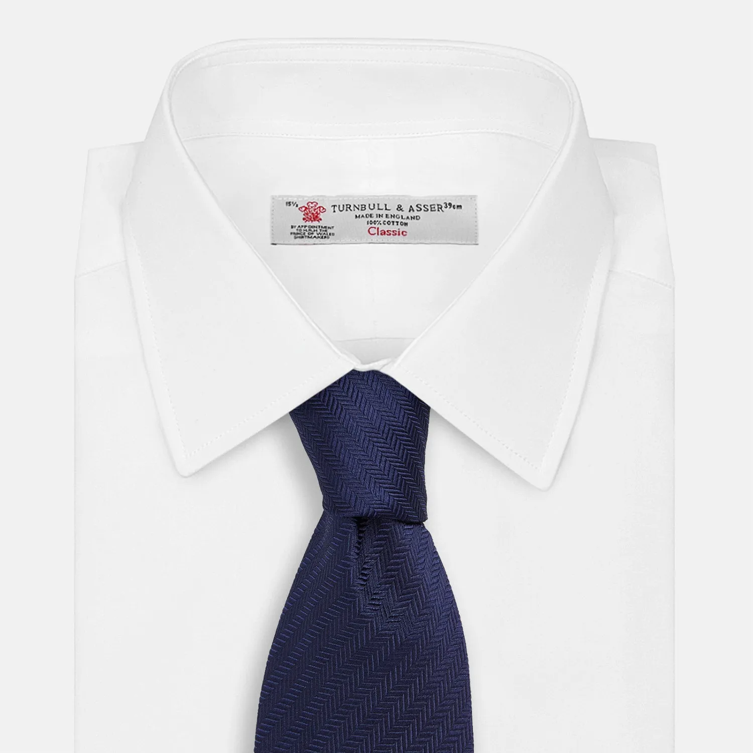 Long Navy Herringbone Silk Tie sold by Turnbull & Asser product image thumbnail 2