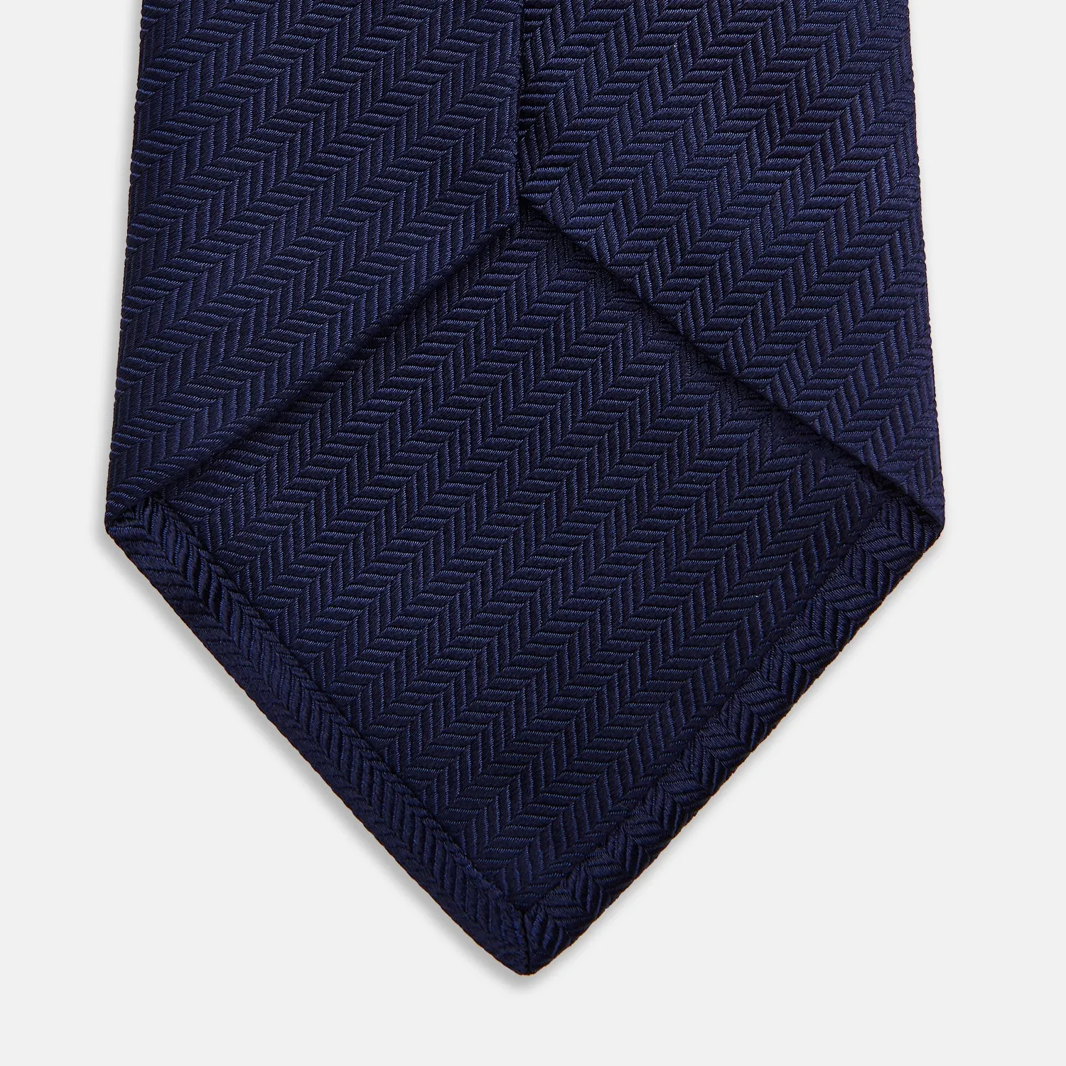 Long Navy Herringbone Silk Tie sold by Turnbull & Asser product image thumbnail 4