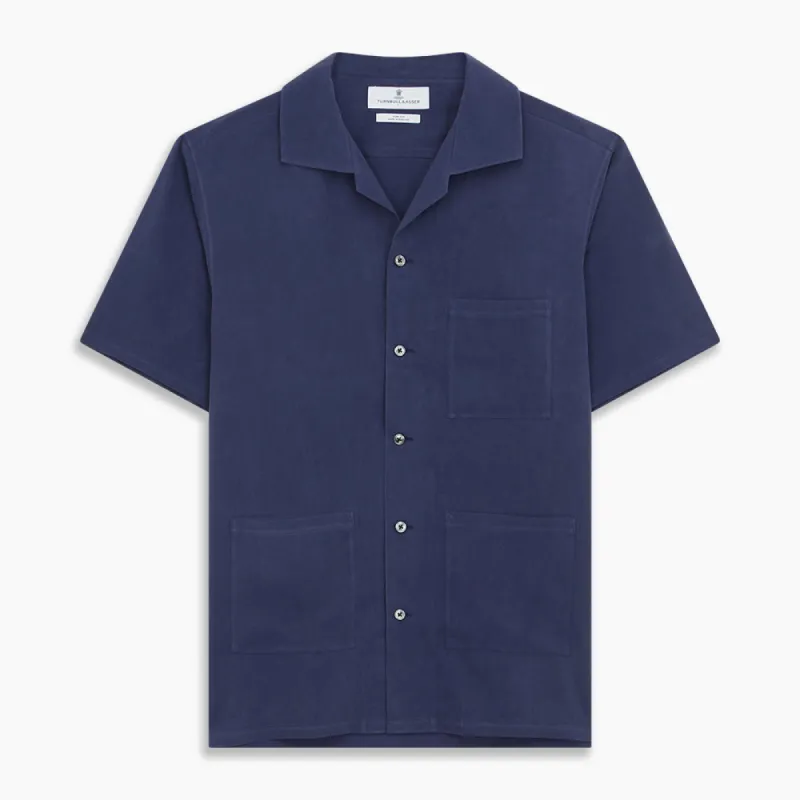 Navy Silk Holiday Fit Phillips Shirt sold by Turnbull & Asser