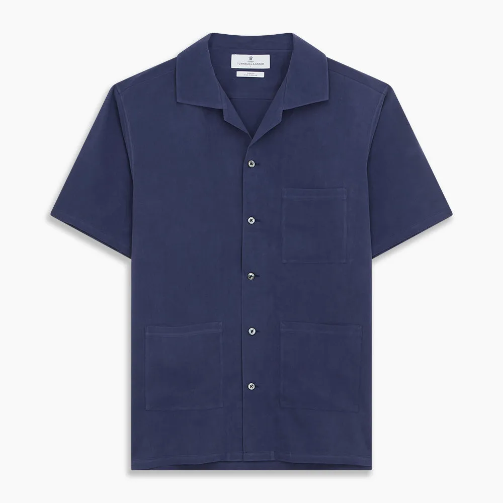 Navy Silk Holiday Fit Phillips Shirt sold by Turnbull & Asser