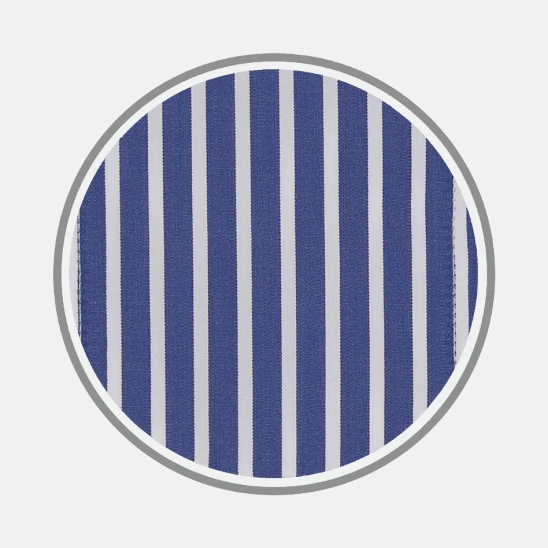 Navy and White Deep Stripe Cotton Fabric sold by Turnbull & Asser
