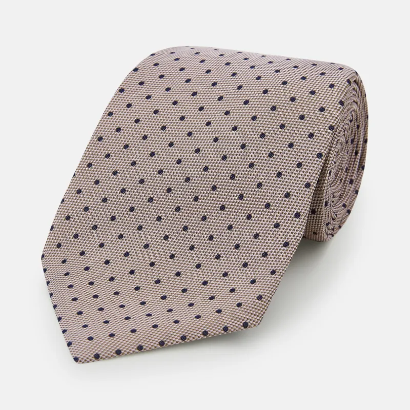 Navy and Lilac Micro Dot Silk Tie sold by Turnbull & Asser