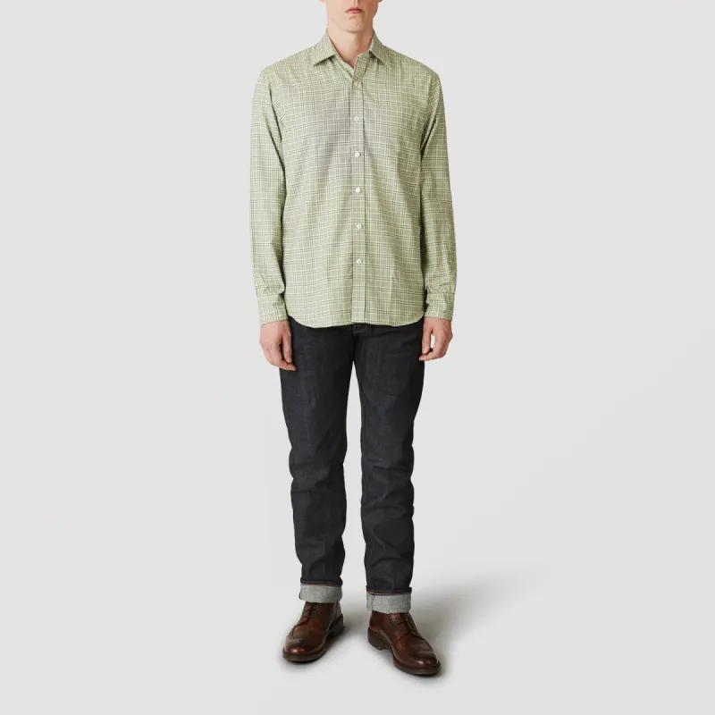 Green Check Weekend Fit Shirt With Derby Collar and 1-Button Cuffs sold by Turnbull & Asser