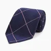 FONDANT PINK and WINDOW PANE NAVY SIlk TIE sold by Turnbull & Asser