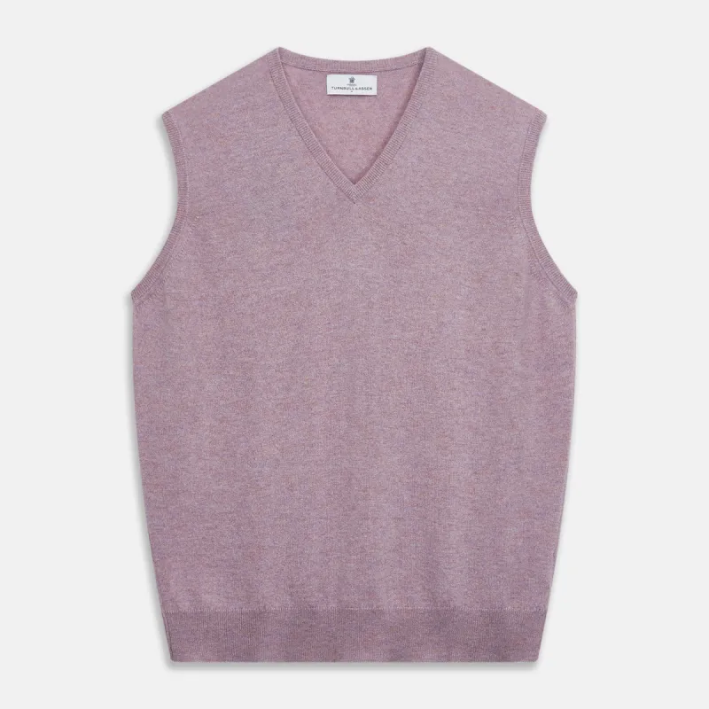 Lilac Heather Ifor Cashmere Slipover sold by Turnbull & Asser