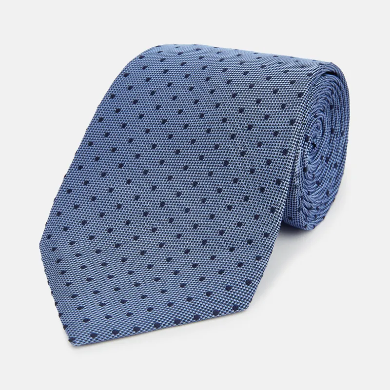 Navy and Blue Micro Dot Silk Tie sold by Turnbull & Asser