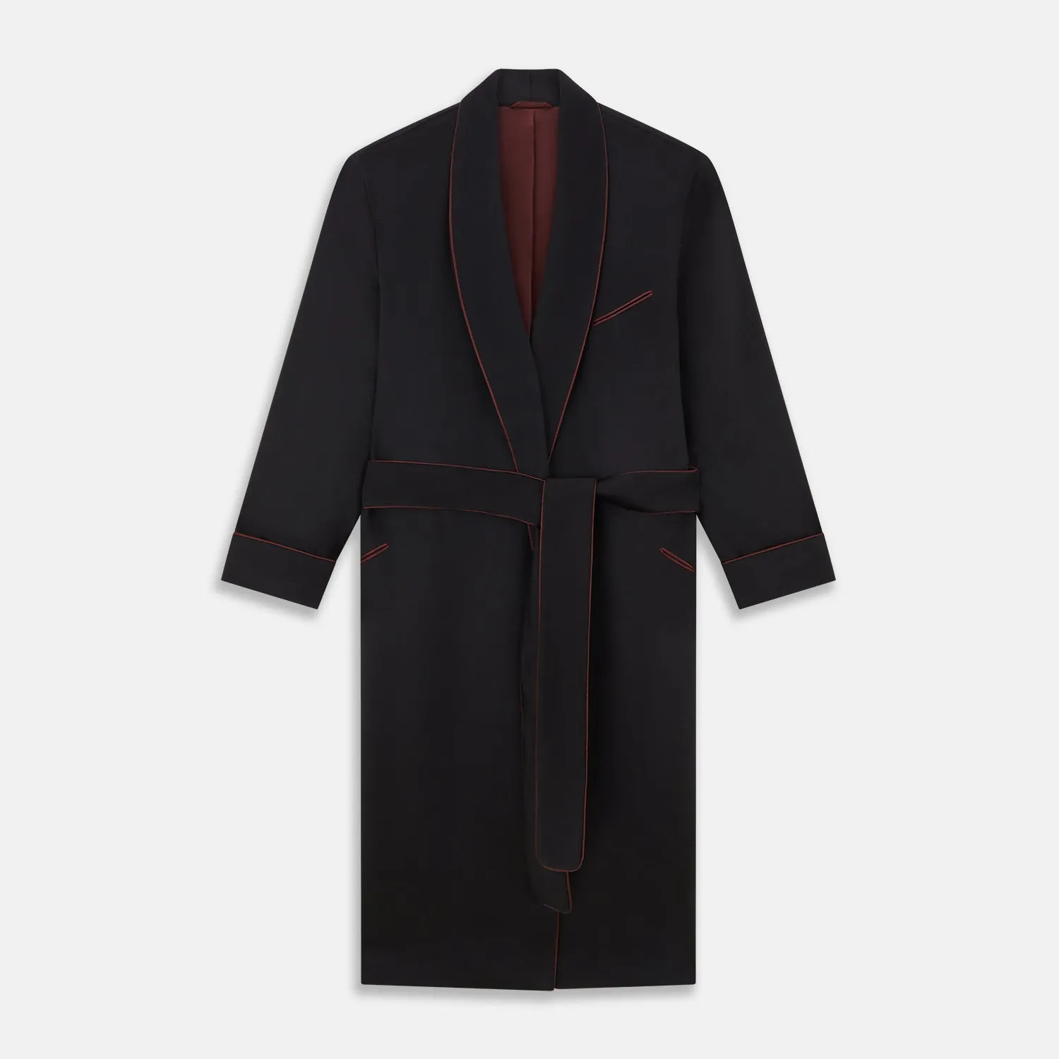 Navy and Red Piped Cashmere Gown sold by Turnbull & Asser