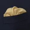 Yellow and Navy Piped Silk Pocket Square sold by Turnbull & Asser