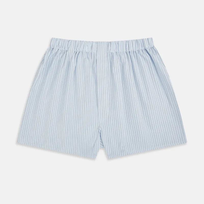 Light Blue Multi Stripe Godfrey Boxer Shorts sold by Turnbull & Asser