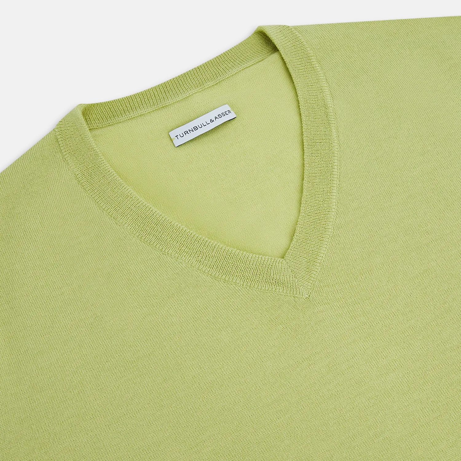 Melon Green Merino V-Neck Jumper sold by Turnbull & Asser product image thumbnail 2