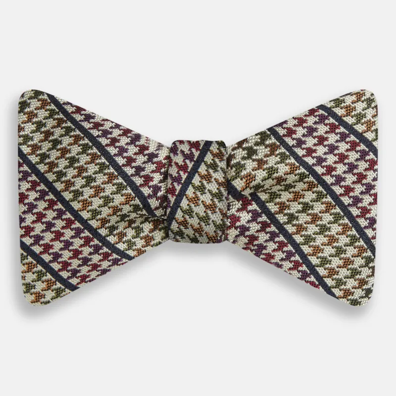 Brown Puppytooth Stripe Silk Bow Tie sold by Turnbull & Asser