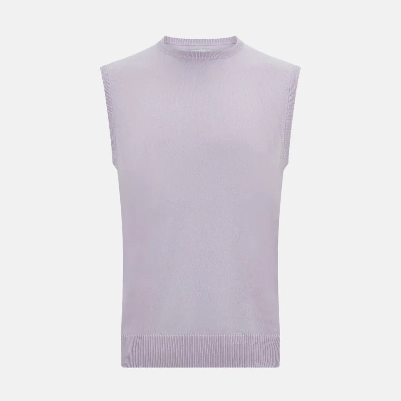 Lilac Cashmere Round Neck Vest sold by Turnbull & Asser