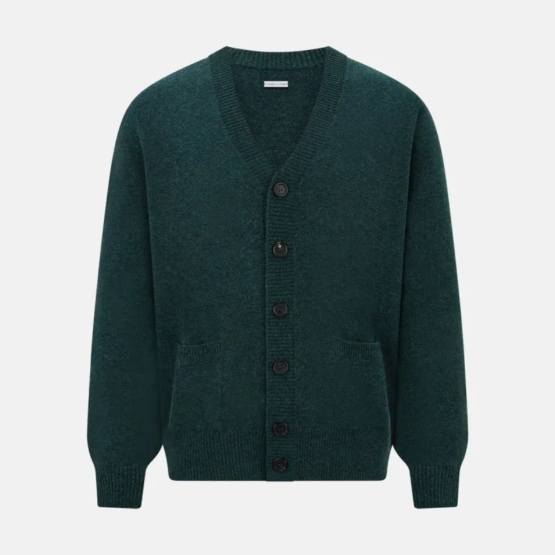Green Melange Cashmere Cardigan sold by Turnbull & Asser