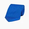 Royal Blue and White Small Spot Printed Silk Tie sold by Turnbull & Asser