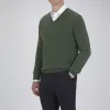 Green V-Neck Cashmere Jumper sold by Turnbull & Asser