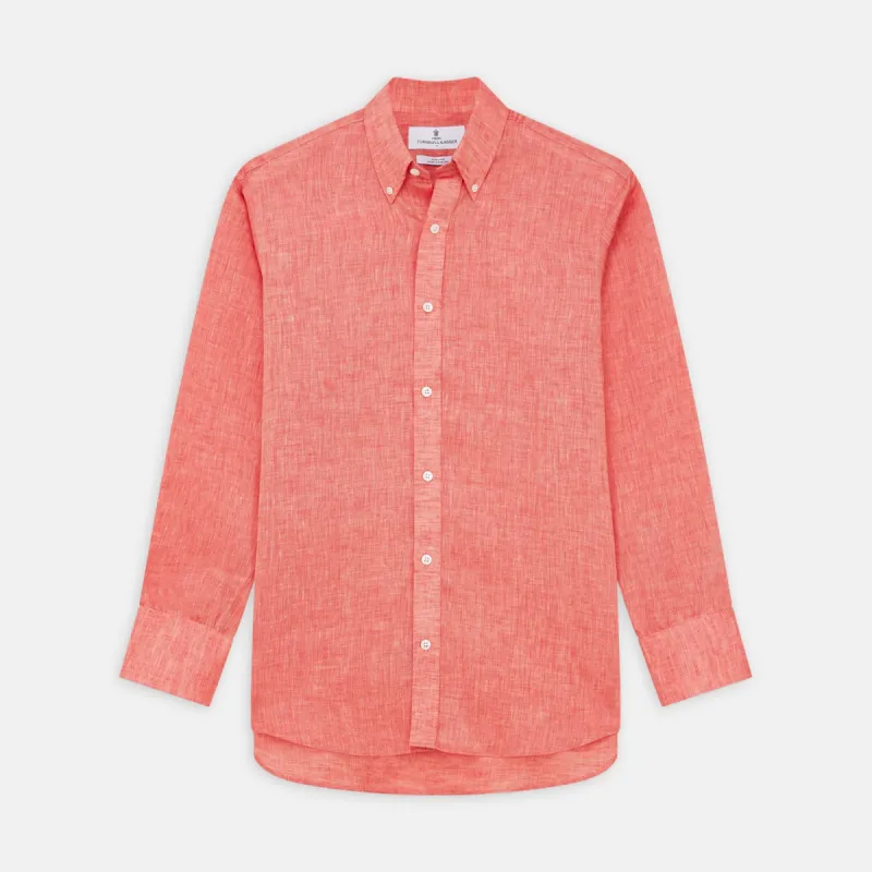 Pink Linen Weekend Fit Hayne Shirt sold by Turnbull & Asser