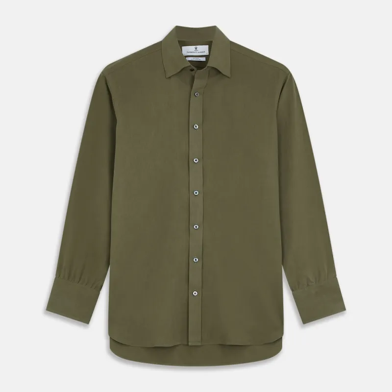 Green Silk Regular Fit Flaxton Shirt sold by Turnbull & Asser