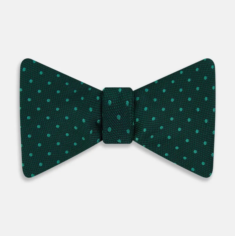 Dark Green and Navy Micro Dot Silk Bow Tie sold by Turnbull & Asser