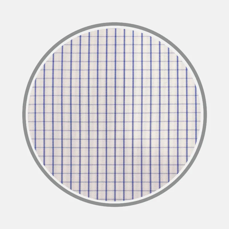 Blue Grid Check Cotton Fabric sold by Turnbull & Asser